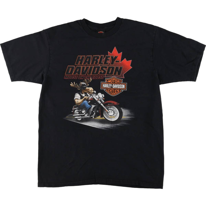 00'S Harley-Davidson Motorcycle Bike T-shirt Made in USA Men's XL cotton black type Vintage Second Hand