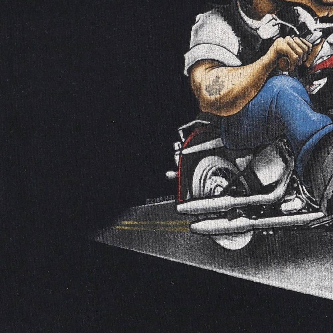 00'S Harley-Davidson Motorcycle Bike T-shirt Made in USA Men's XL cotton black type Vintage Second Hand