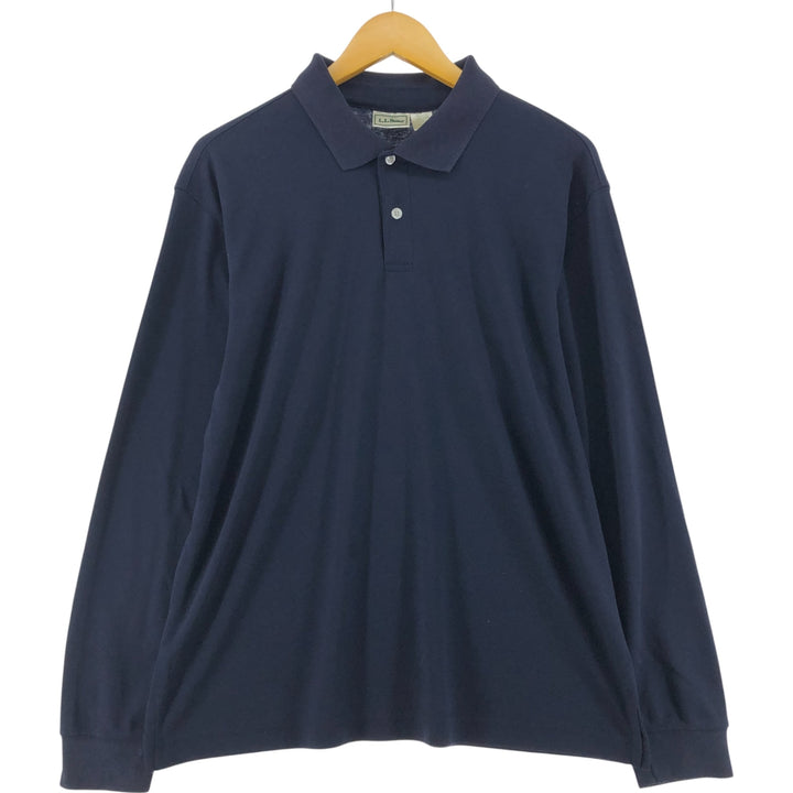 80'S LLBean Long Sleeve Polo Shirt, Men's Medium Size, Vintage cotton black type Vintage Second Hand
