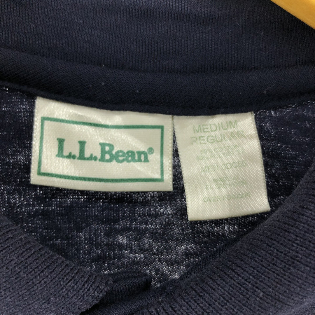 80'S LLBean Long Sleeve Polo Shirt, Men's Medium Size, Vintage cotton black type Vintage Second Hand