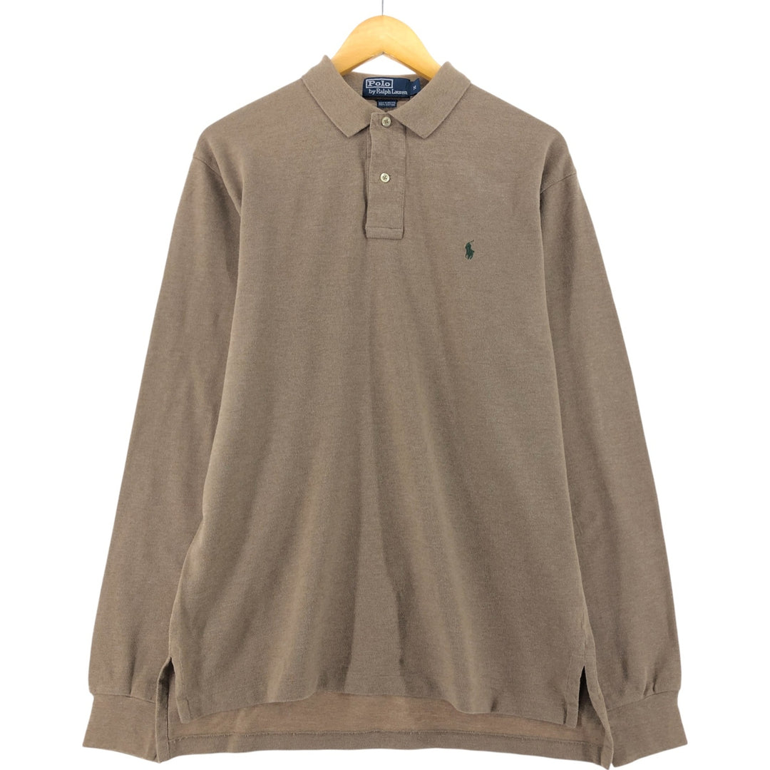 Ralph Lauren POLO by Ralph Lauren long sleeve polo shirt, men's size M cotton brown type Vintage Second Hand