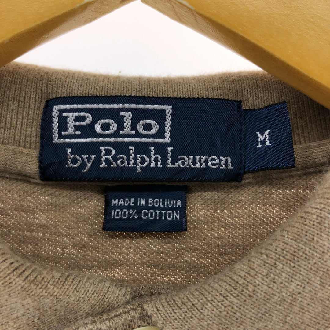 Ralph Lauren POLO by Ralph Lauren long sleeve polo shirt, men's size M cotton brown type Vintage Second Hand