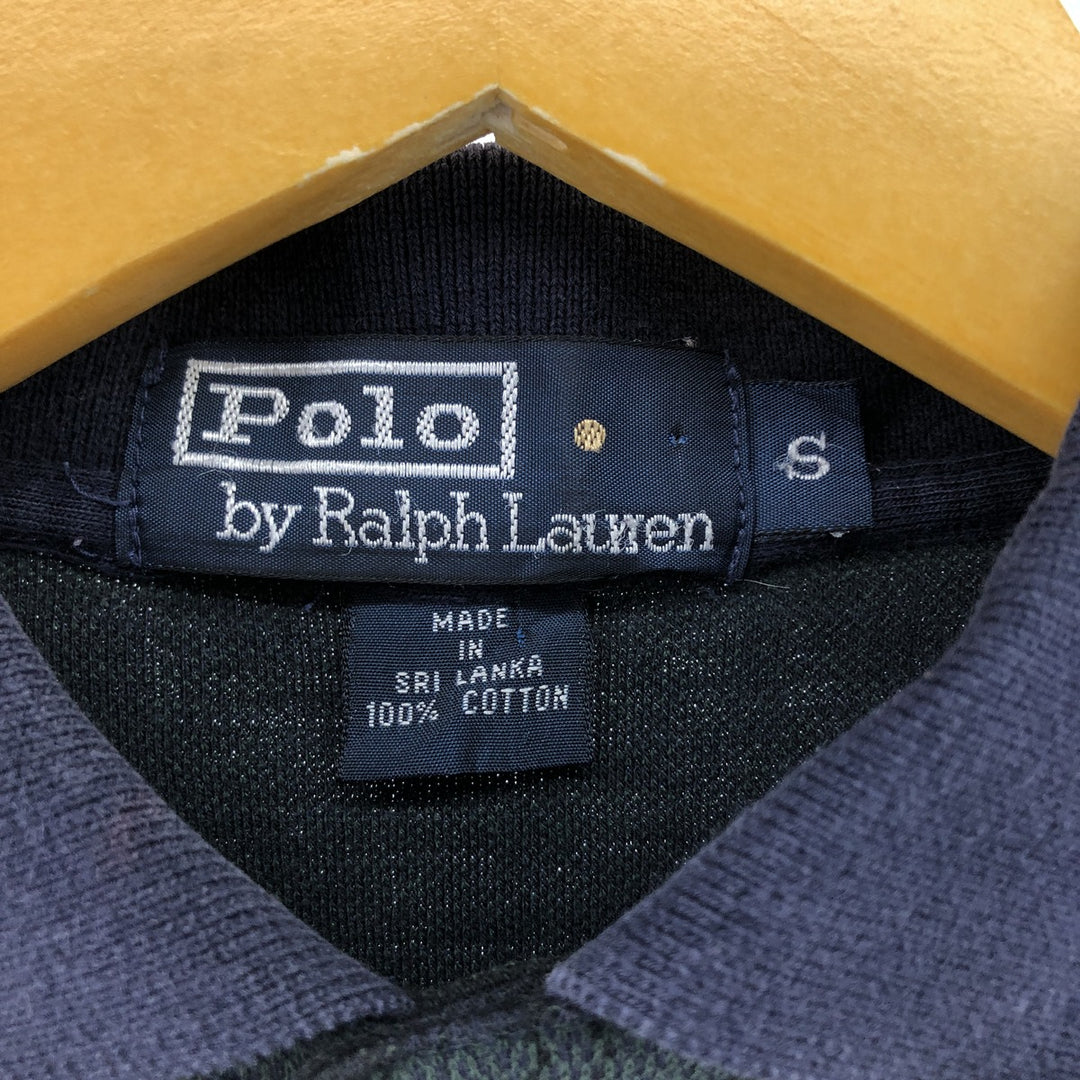 Ralph Lauren POLO by Ralph Lauren Long Sleeve Check Polo Shirt Men's S cotton Green type dark green Vintage Second Hand