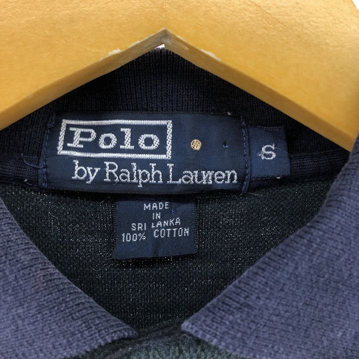 Ralph Lauren POLO by Ralph Lauren Long Sleeve Check Polo Shirt Men's S cotton Green type dark green Vintage Second Hand