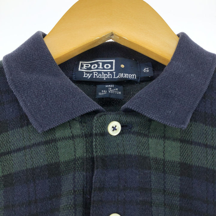 Ralph Lauren POLO by Ralph Lauren Long Sleeve Check Polo Shirt Men's S cotton Green type dark green Vintage Second Hand