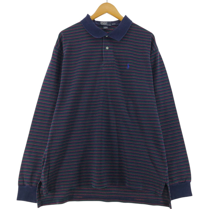 Ralph Lauren POLO by Ralph Lauren Long Sleeve Striped Polo Shirt Men's XL cotton green type Vintage Second Hand