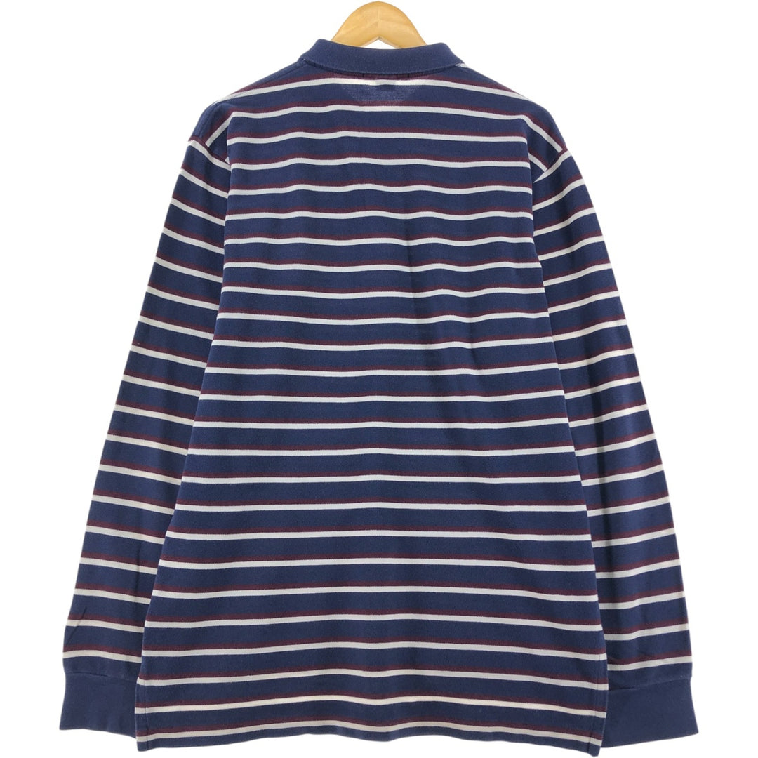Ralph Lauren POLO by Ralph Lauren Long Sleeve Striped Polo Shirt Men's Size L cotton navy blue type Vintage Second Hand