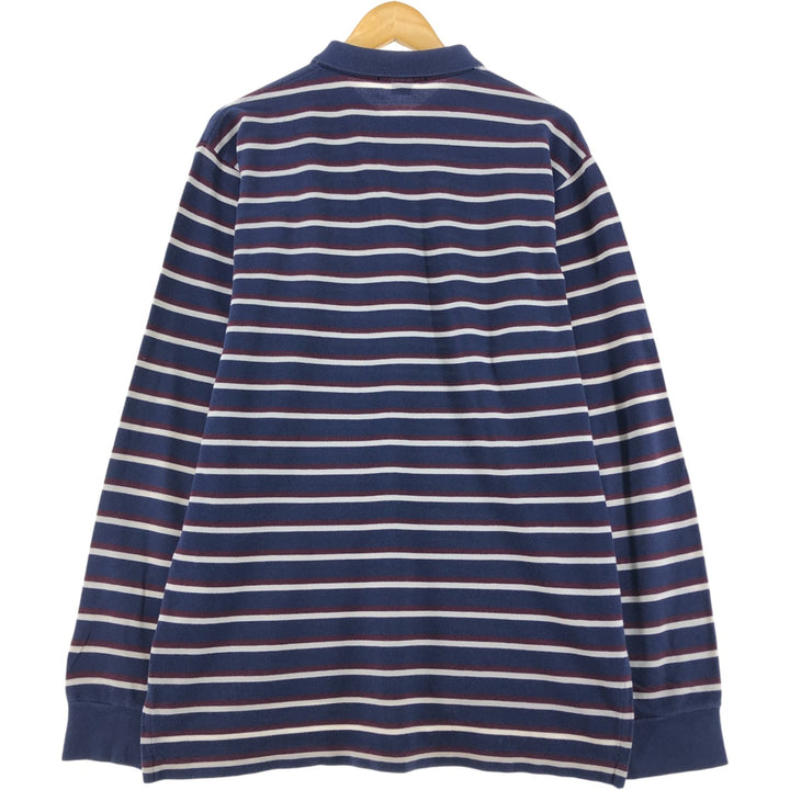 Ralph Lauren POLO by Ralph Lauren Long Sleeve Striped Polo Shirt Men's Size L cotton navy blue type Vintage Second Hand