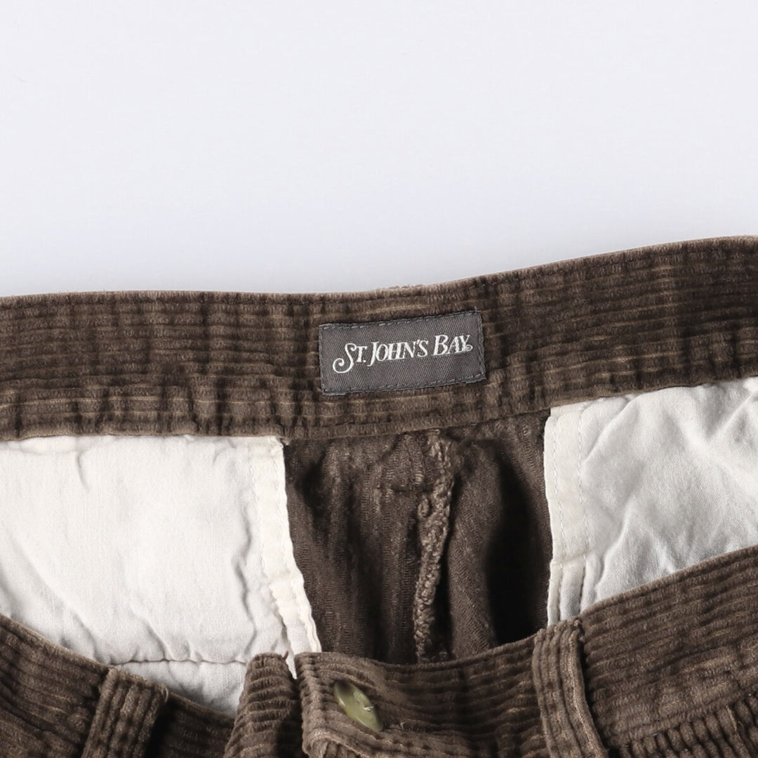 St. John's Bay Two-pleat Corduroy Pants for Men, W32 equivalent cotton brown type Vintage Second Hand