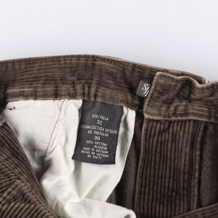 St. John's Bay Two-pleat Corduroy Pants for Men, W32 equivalent cotton brown type Vintage Second Hand