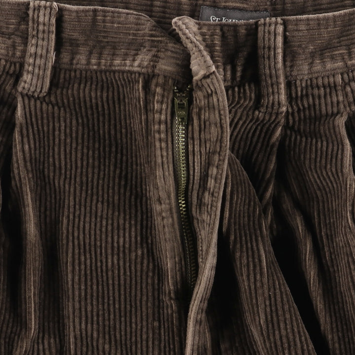 St. John's Bay Two-pleat Corduroy Pants for Men, W32 equivalent cotton brown type Vintage Second Hand