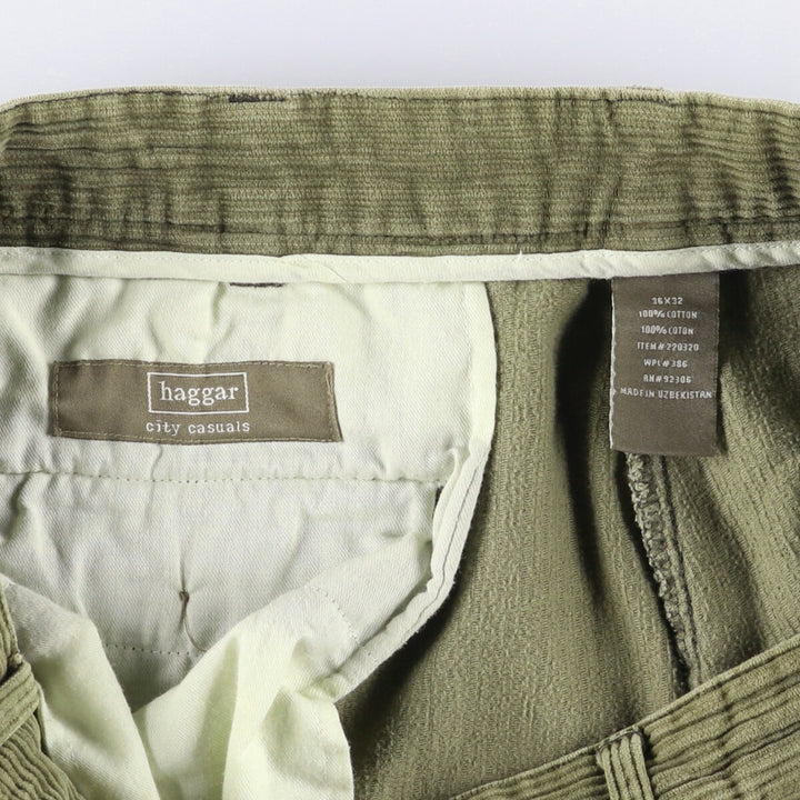 Haggar 2-pleat corduroy pants for men, size W35 cotton Khaki type Vintage Second Hand