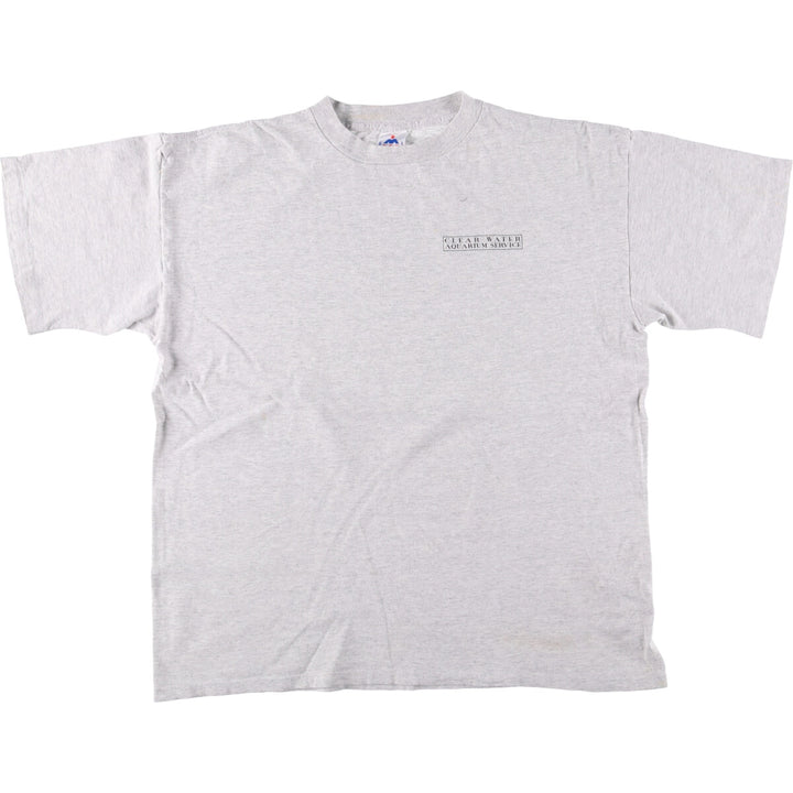 90'S HLMILLER Fish Pattern Back Print Animal T-Shirt Made in USA Men's XL Vintage cotton gray type Vintage Second Hand