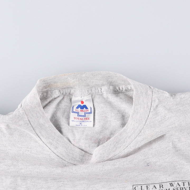 90'S HLMILLER Fish Pattern Back Print Animal T-Shirt Made in USA Men's XL Vintage cotton gray type Vintage Second Hand