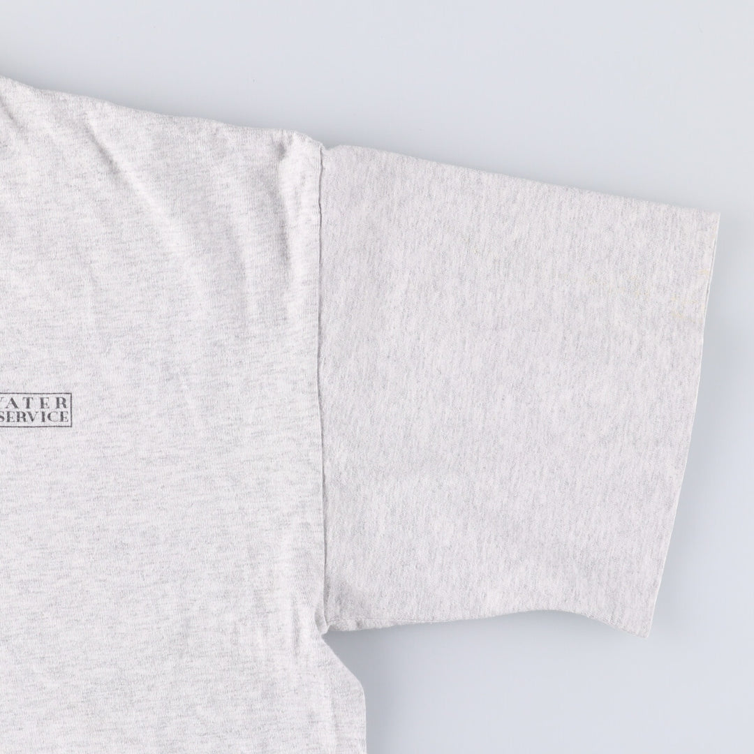 90'S HLMILLER Fish Pattern Back Print Animal T-Shirt Made in USA Men's XL Vintage cotton gray type Vintage Second Hand