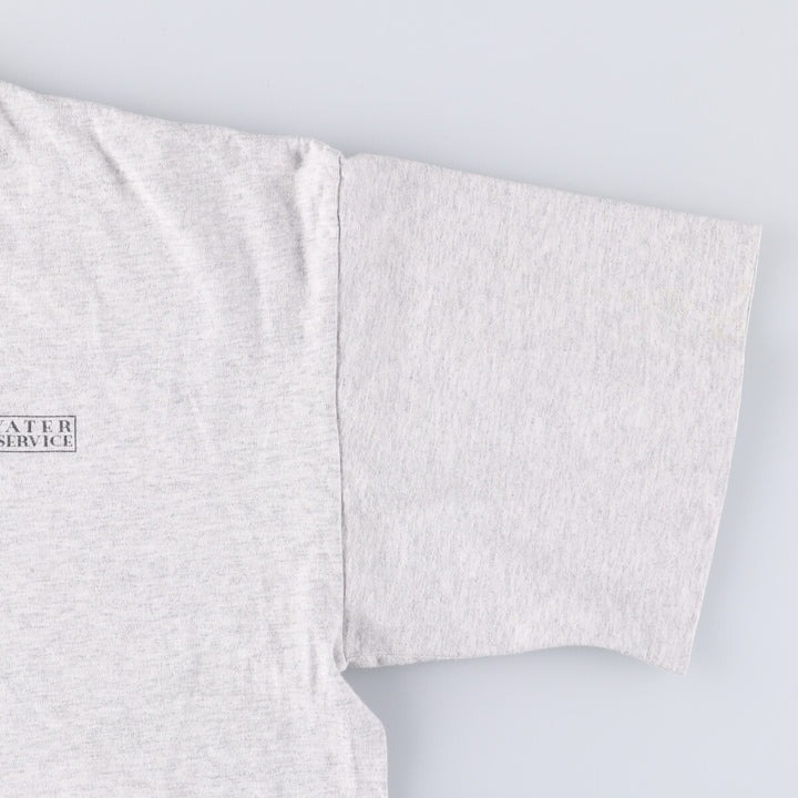 90'S HLMILLER Fish Pattern Back Print Animal T-Shirt Made in USA Men's XL Vintage cotton gray type Vintage Second Hand