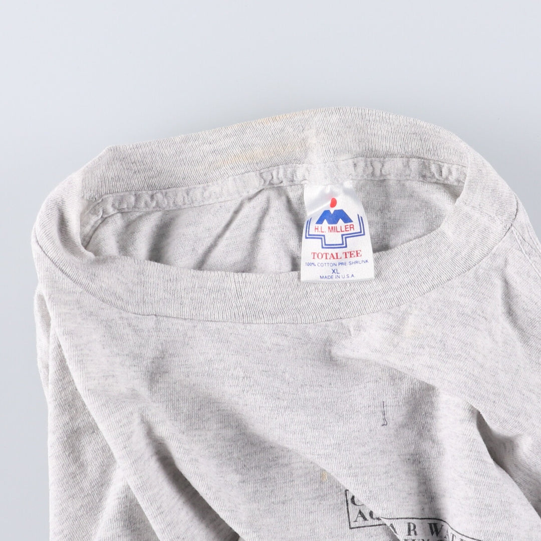 90'S HLMILLER Fish Pattern Back Print Animal T-Shirt Made in USA Men's XL Vintage cotton gray type Vintage Second Hand