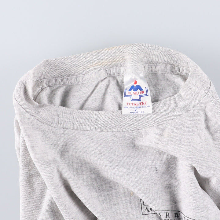 90'S HLMILLER Fish Pattern Back Print Animal T-Shirt Made in USA Men's XL Vintage cotton gray type Vintage Second Hand