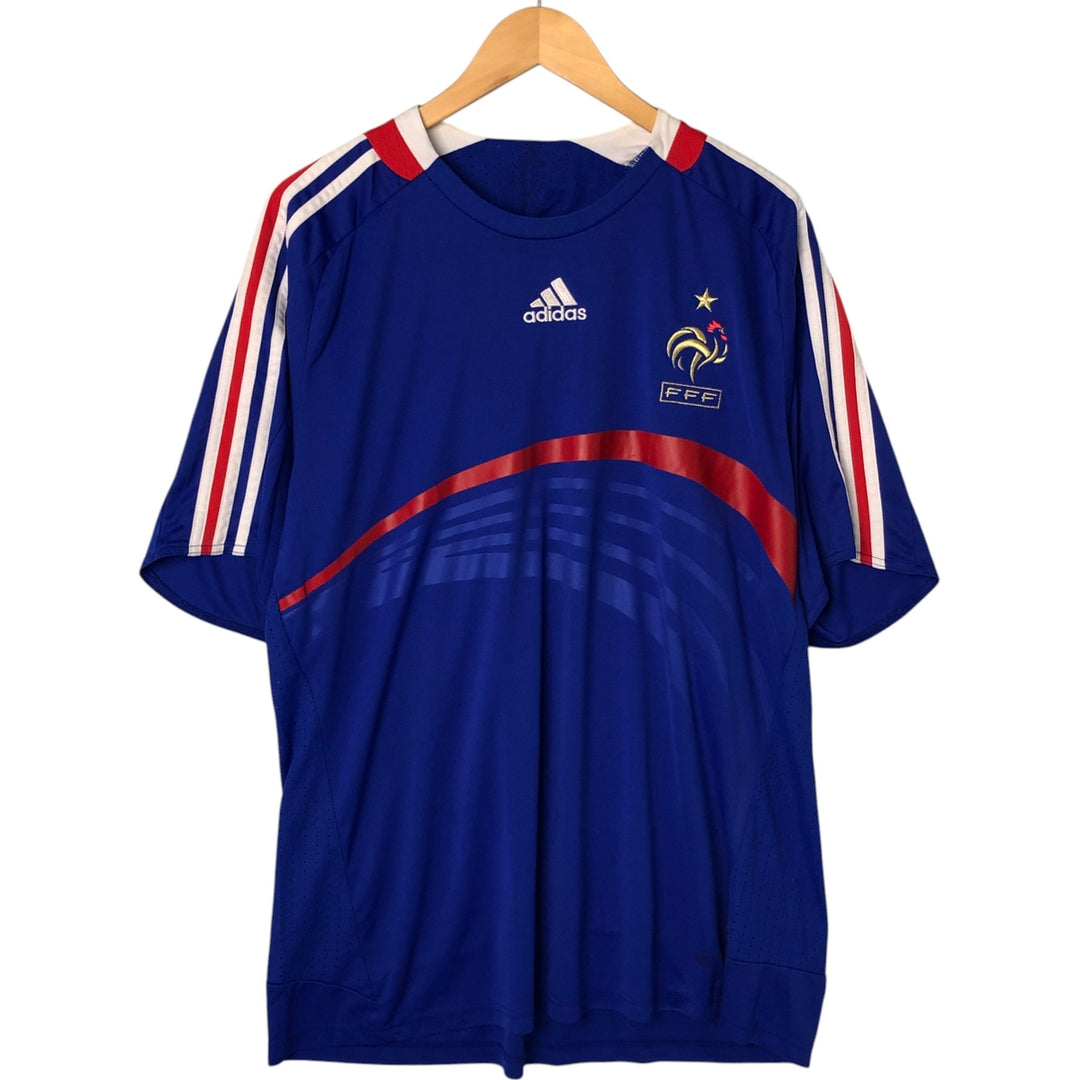00'S Adidas France national soccer team uniform game shirt men's XL size polyester blue type Vintage Second Hand