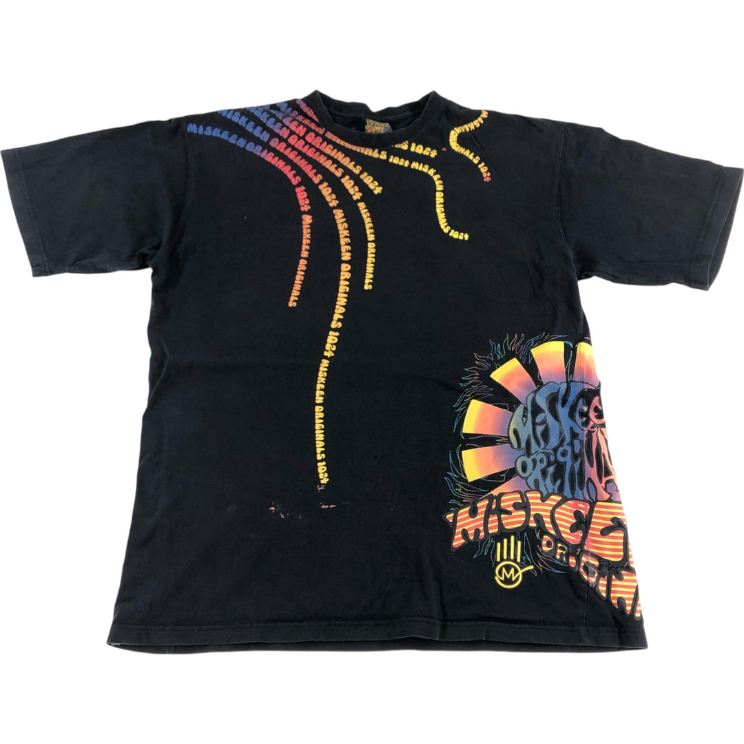 00'S Miskeen Originals Large Print T-Shirt Men's XL Size cotton black type Vintage Second Hand