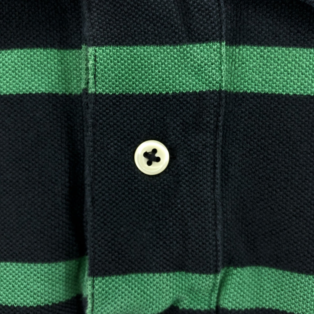Ralph Lauren POLO by Ralph Lauren CUSTOM FIT short sleeve striped polo shirt men's size M cotton black type Vintage Second Hand