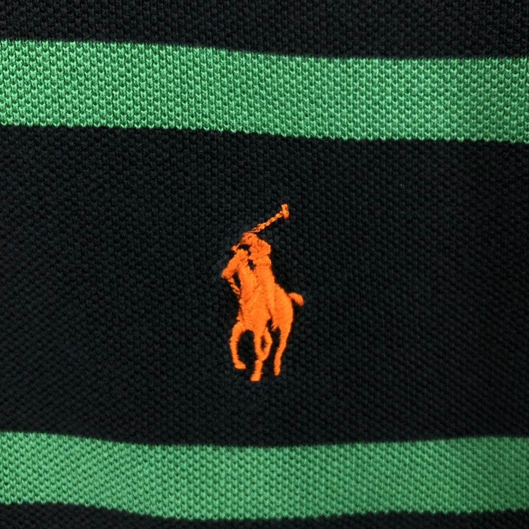 Ralph Lauren POLO by Ralph Lauren CUSTOM FIT short sleeve striped polo shirt men's size M cotton black type Vintage Second Hand
