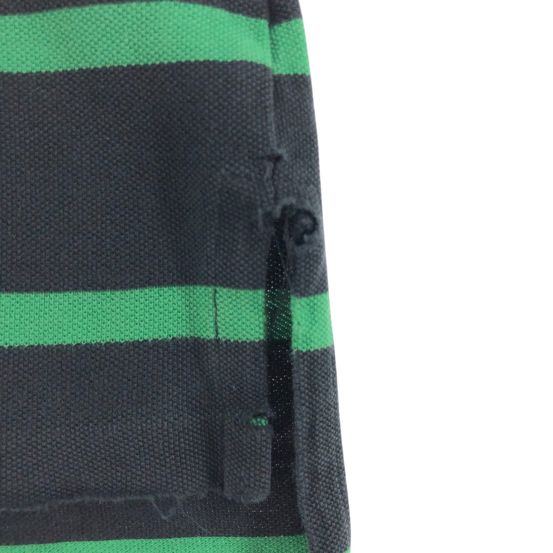 Ralph Lauren POLO by Ralph Lauren CUSTOM FIT short sleeve striped polo shirt men's size M cotton black type Vintage Second Hand