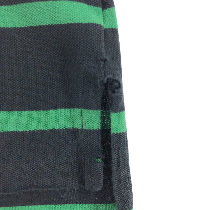 Ralph Lauren POLO by Ralph Lauren CUSTOM FIT short sleeve striped polo shirt men's size M cotton black type Vintage Second Hand