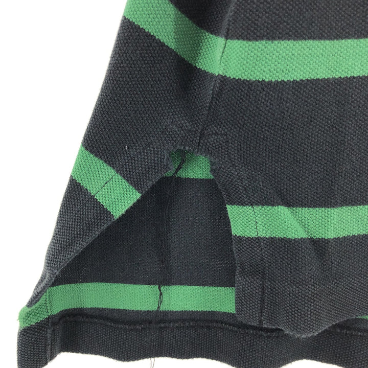 Ralph Lauren POLO by Ralph Lauren CUSTOM FIT short sleeve striped polo shirt men's size M cotton black type Vintage Second Hand
