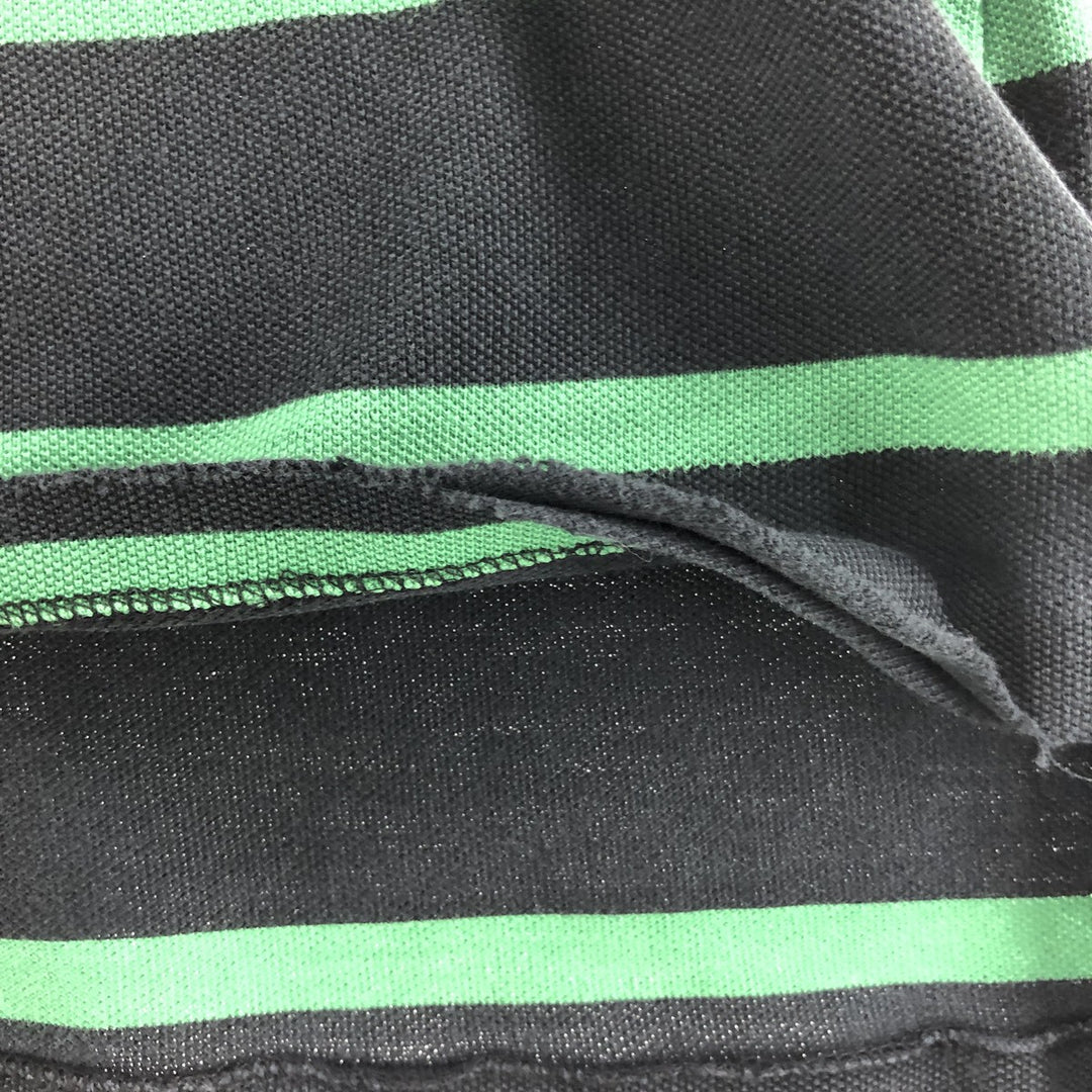 Ralph Lauren POLO by Ralph Lauren CUSTOM FIT short sleeve striped polo shirt men's size M cotton black type Vintage Second Hand