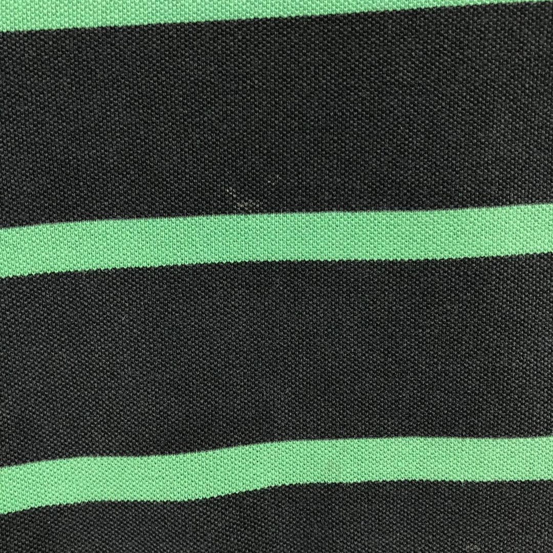 Ralph Lauren POLO by Ralph Lauren CUSTOM FIT short sleeve striped polo shirt men's size M cotton black type Vintage Second Hand