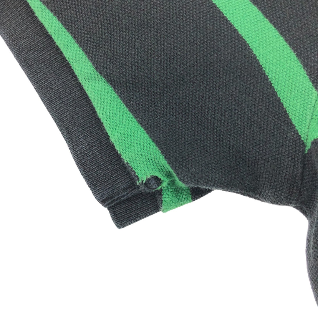 Ralph Lauren POLO by Ralph Lauren CUSTOM FIT short sleeve striped polo shirt men's size M cotton black type Vintage Second Hand