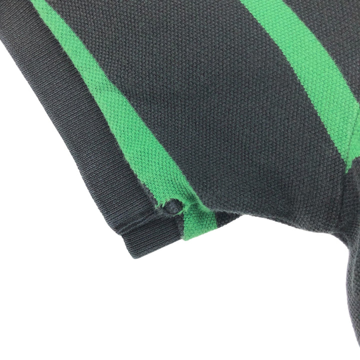 Ralph Lauren POLO by Ralph Lauren CUSTOM FIT short sleeve striped polo shirt men's size M cotton black type Vintage Second Hand