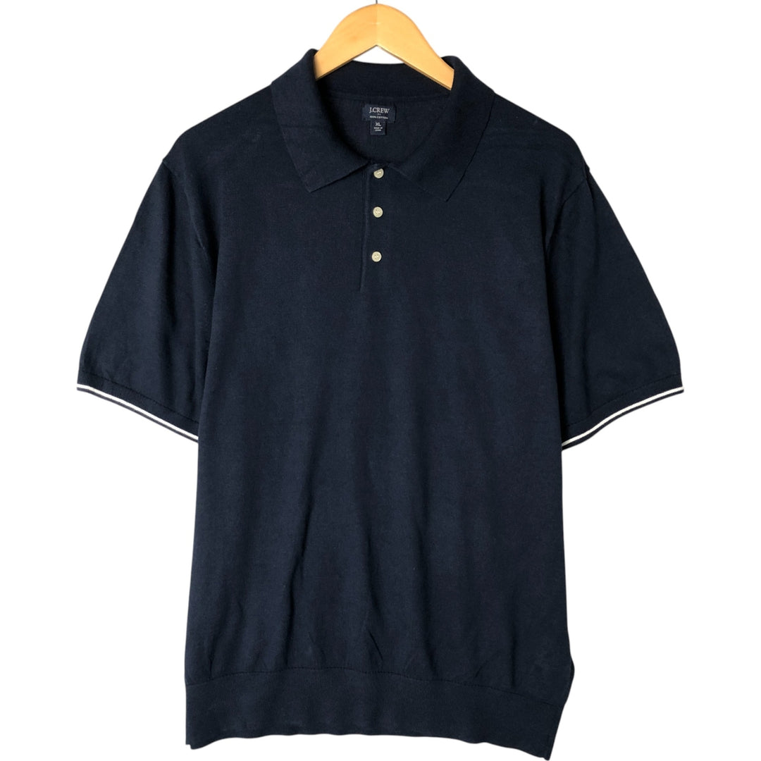 J.Crew short sleeve polo shirt, men's size XL cotton navy blue type Vintage Second Hand