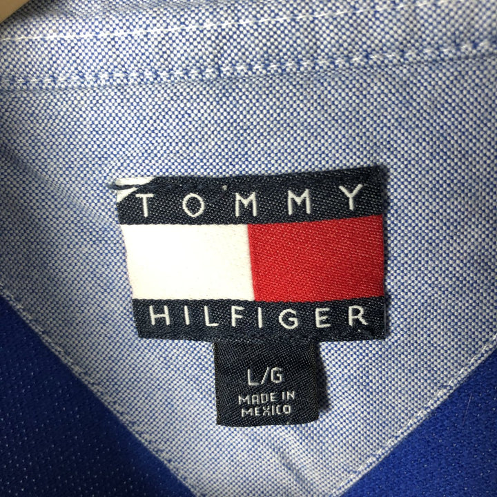 ~90'S Tommy Hilfiger TOMMY HILFIGER short sleeve polo shirt men's size L vintage cotton blue type Vintage Second Hand