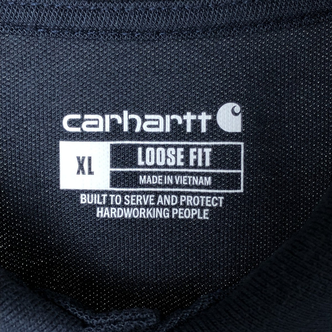 Carhartt Loose Fit Short Sleeve Striped Polo Shirt, Men's XL polyester navy blue type Vintage Second Hand