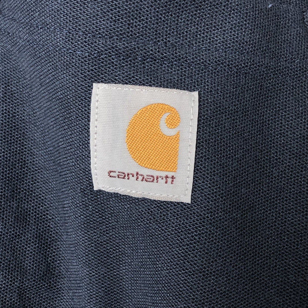Carhartt Loose Fit Short Sleeve Striped Polo Shirt, Men's XL polyester navy blue type Vintage Second Hand
