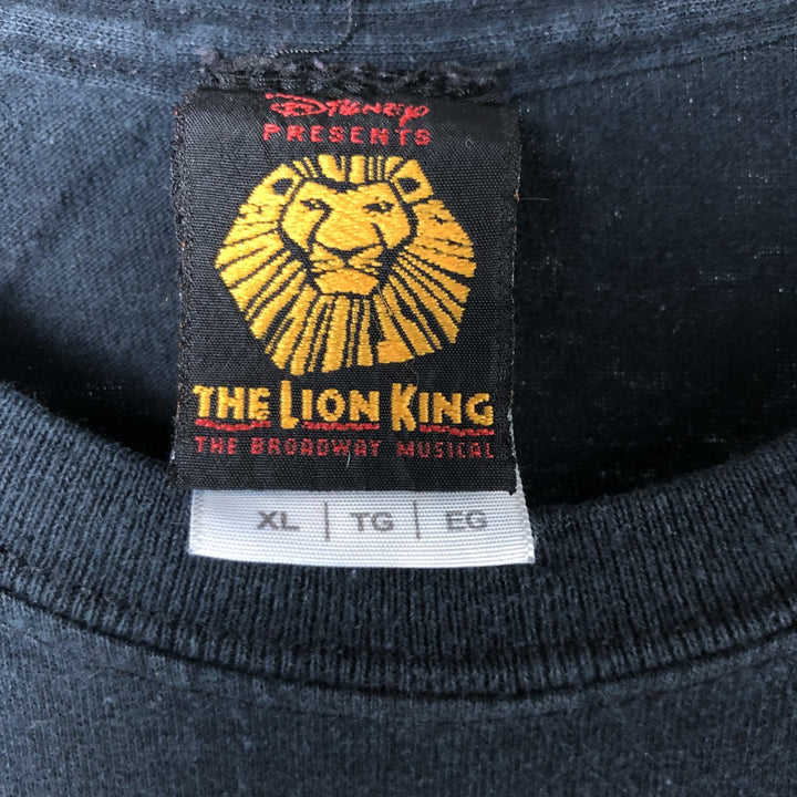 Disney THE LION KING Lion King Print T-shirt Men's XL size cotton black type Vintage Second Hand