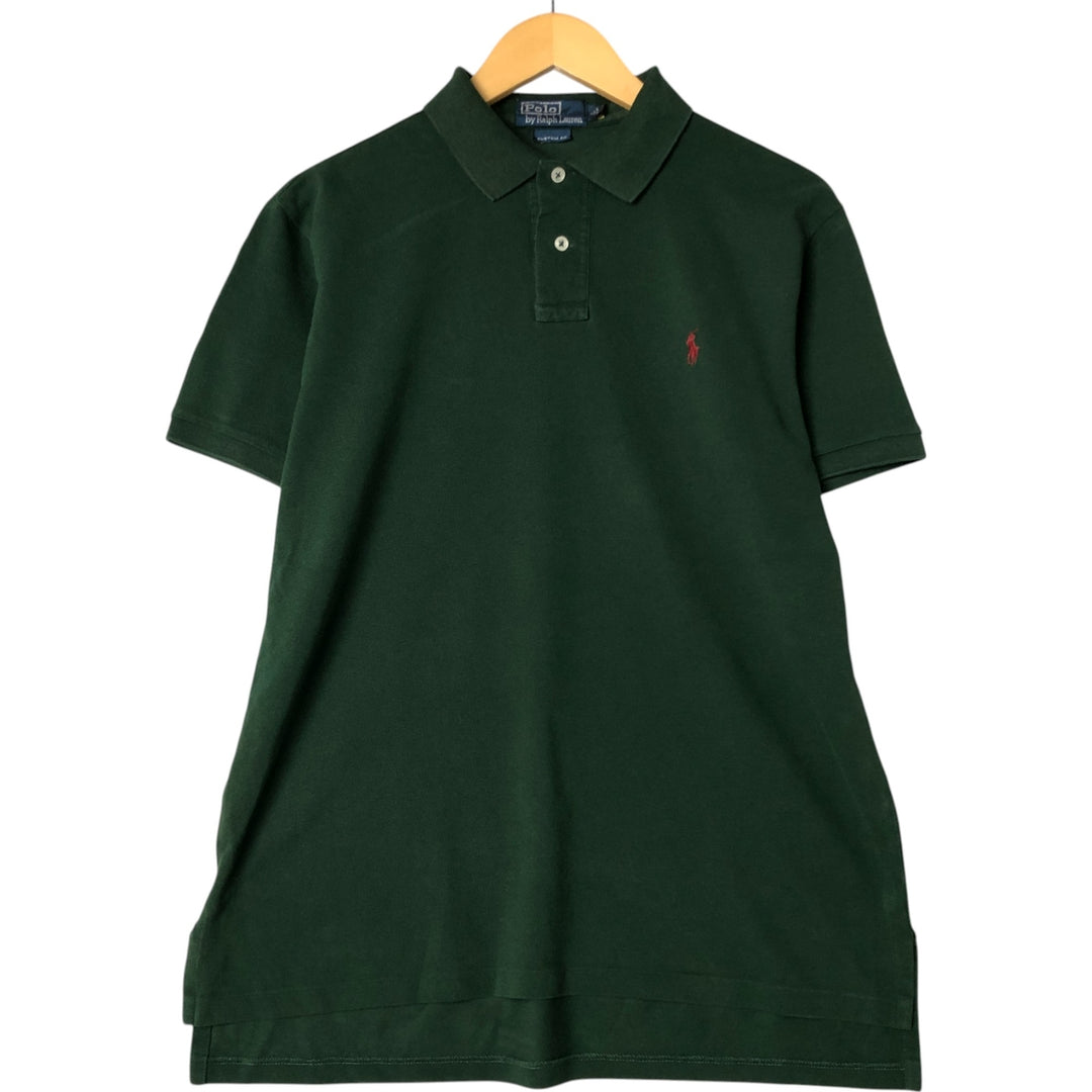 Ralph Lauren POLO by Ralph Lauren CUSTOM FIT short sleeve polo shirt, men's size L cotton Green type dark green Vintage Second Hand