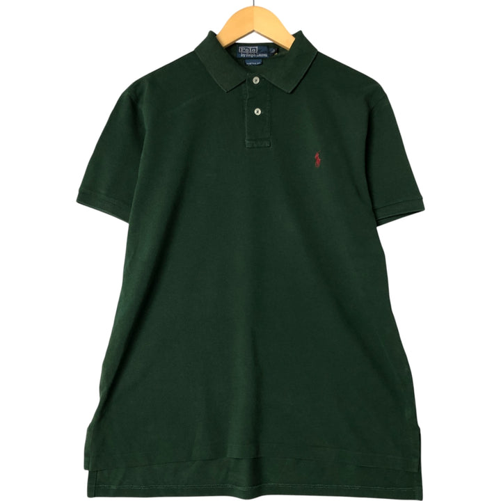 Ralph Lauren POLO by Ralph Lauren CUSTOM FIT short sleeve polo shirt, men's size L cotton Green type dark green Vintage Second Hand