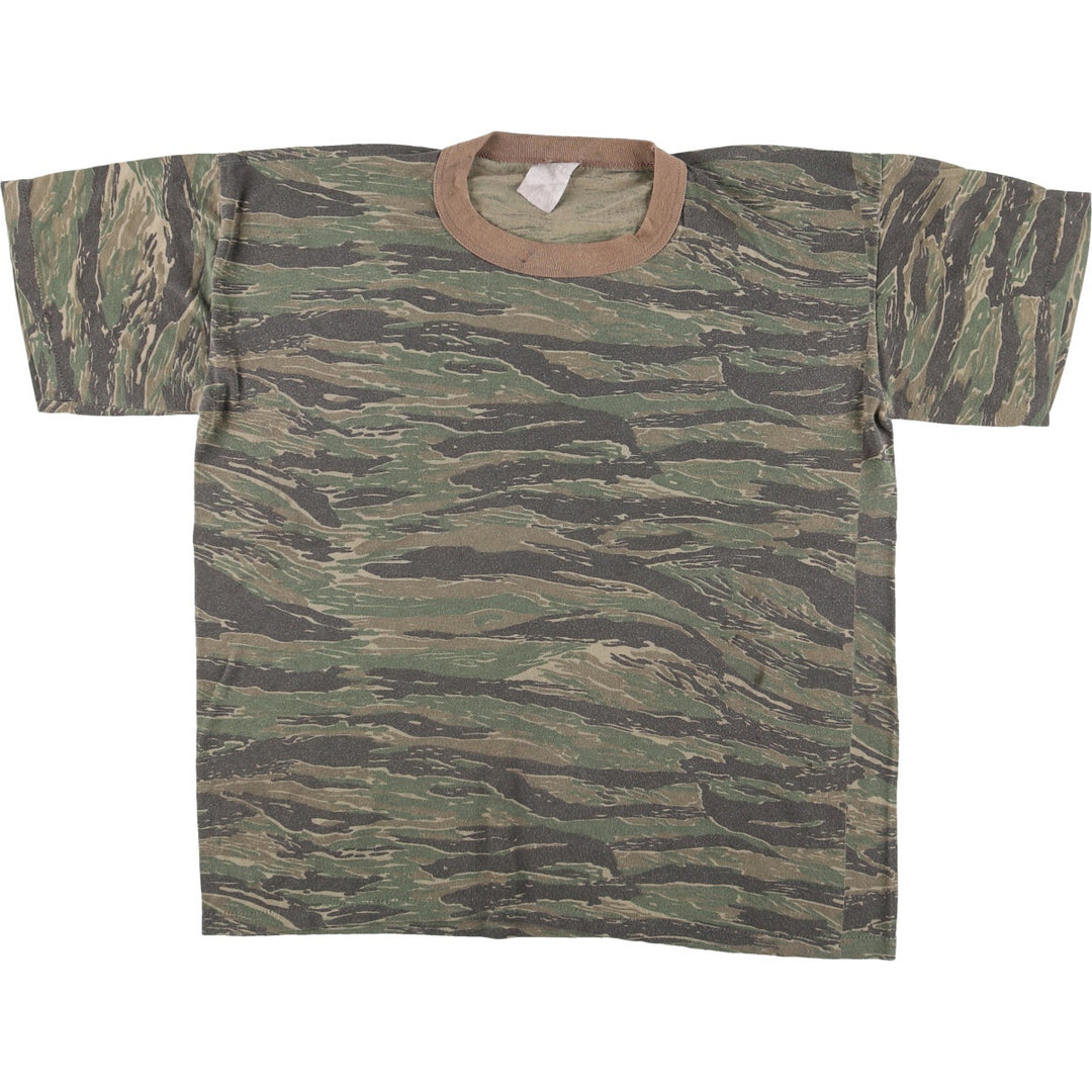 Camouflage pattern Tiger stripe camo Camouflage T-shirt Men's L size Vintage unclear Khaki type Vintage Second Hand