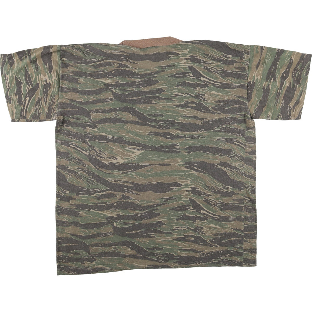 Camouflage pattern Tiger stripe camo Camouflage T-shirt Men's L size Vintage unclear Khaki type Vintage Second Hand