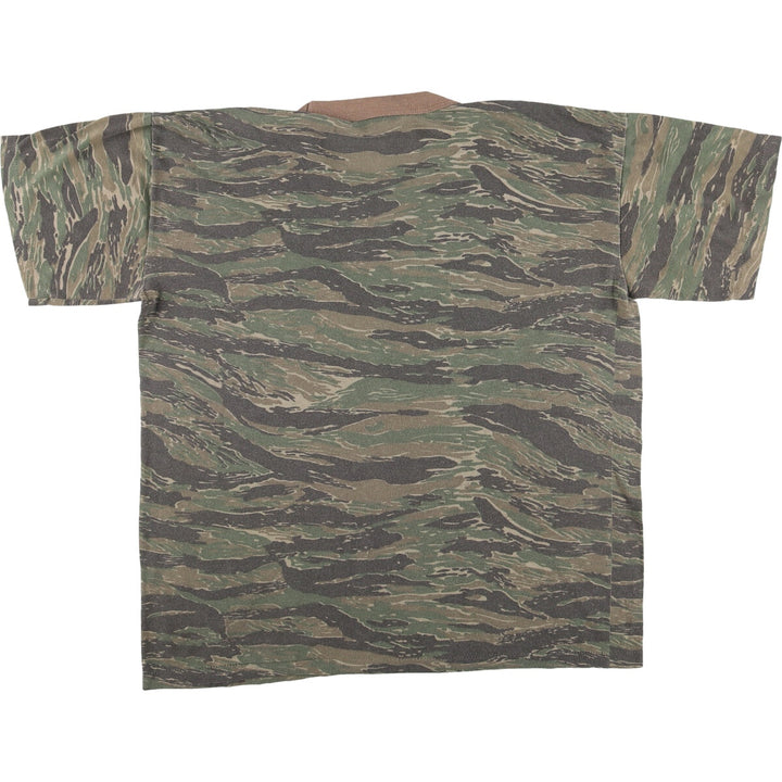 Camouflage pattern Tiger stripe camo Camouflage T-shirt Men's L size Vintage unclear Khaki type Vintage Second Hand