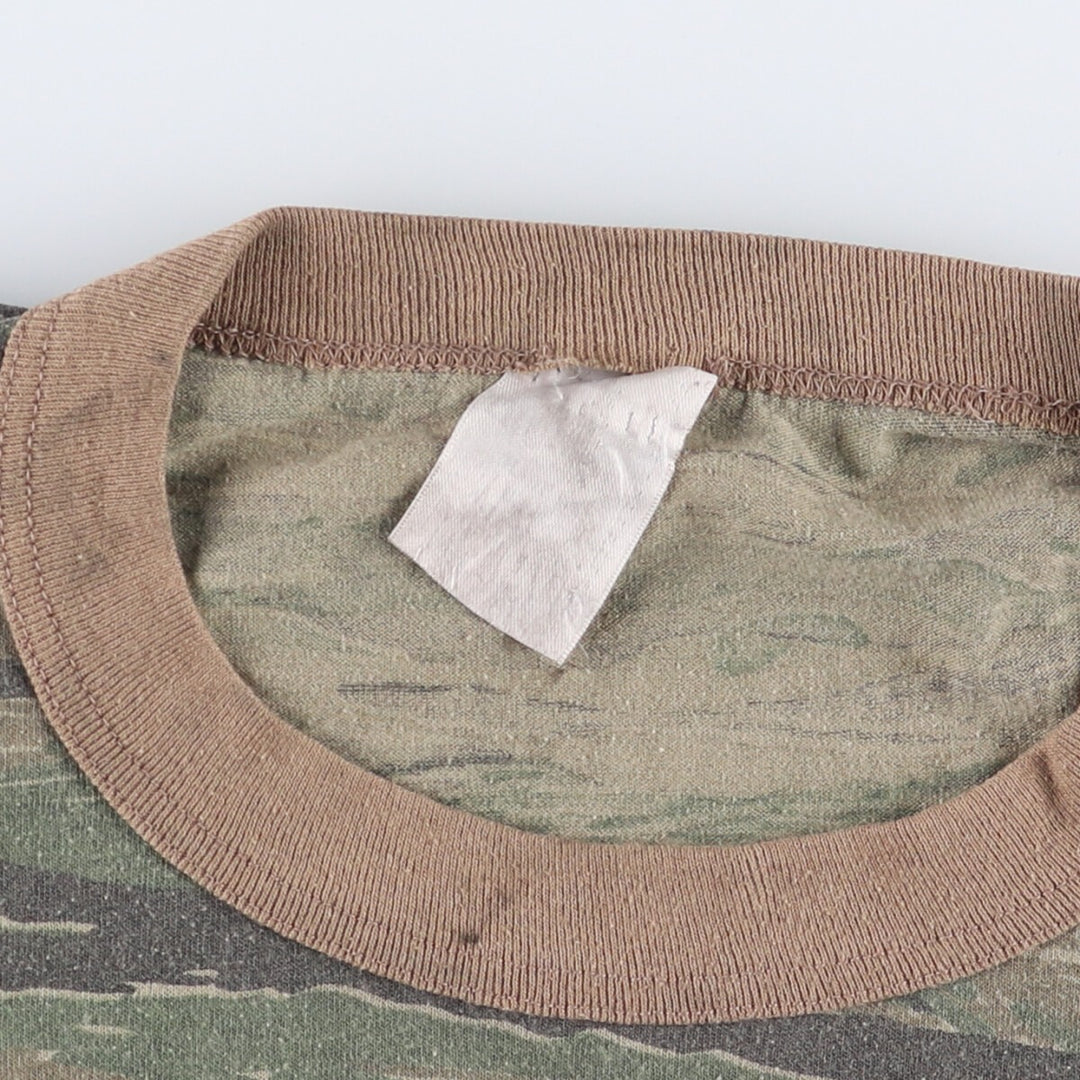 Camouflage pattern Tiger stripe camo Camouflage T-shirt Men's L size Vintage unclear Khaki type Vintage Second Hand