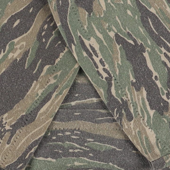 Camouflage pattern Tiger stripe camo Camouflage T-shirt Men's L size Vintage unclear Khaki type Vintage Second Hand