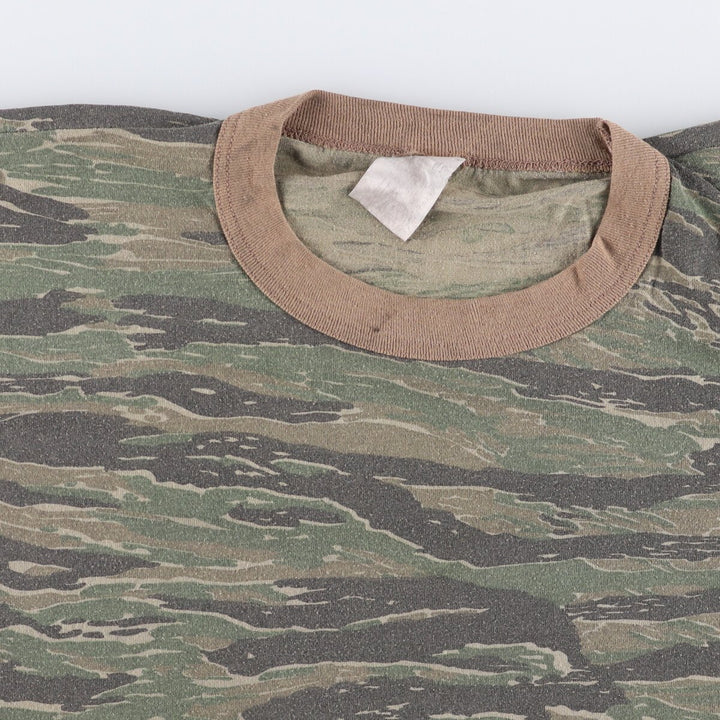 Camouflage pattern Tiger stripe camo Camouflage T-shirt Men's L size Vintage unclear Khaki type Vintage Second Hand