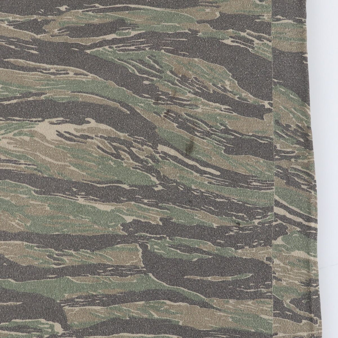 Camouflage pattern Tiger stripe camo Camouflage T-shirt Men's L size Vintage unclear Khaki type Vintage Second Hand