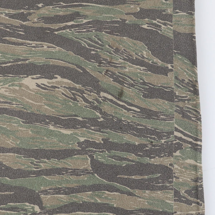 Camouflage pattern Tiger stripe camo Camouflage T-shirt Men's L size Vintage unclear Khaki type Vintage Second Hand