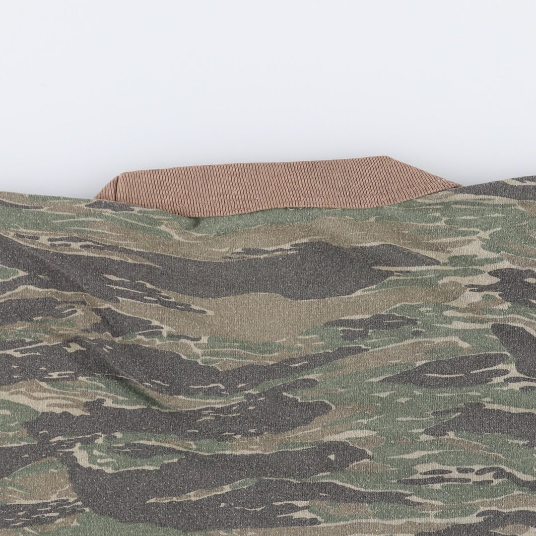 Camouflage pattern Tiger stripe camo Camouflage T-shirt Men's L size Vintage unclear Khaki type Vintage Second Hand