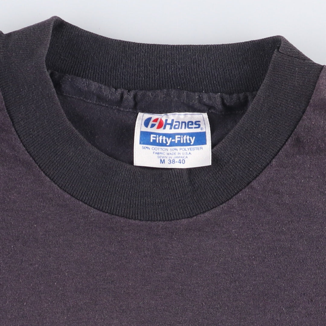 Vintage 90'S Hanes Fifty-Fifty Printed T-Shirt, Made in USA, Men's M cotton black type Vintage Second Hand